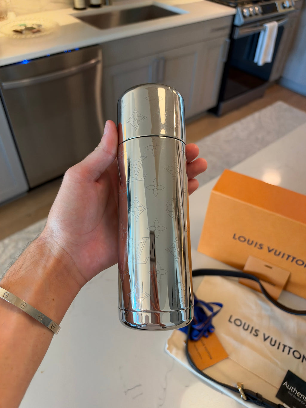 Louis Vuitton Monogram Velvet Flask Holder in Green