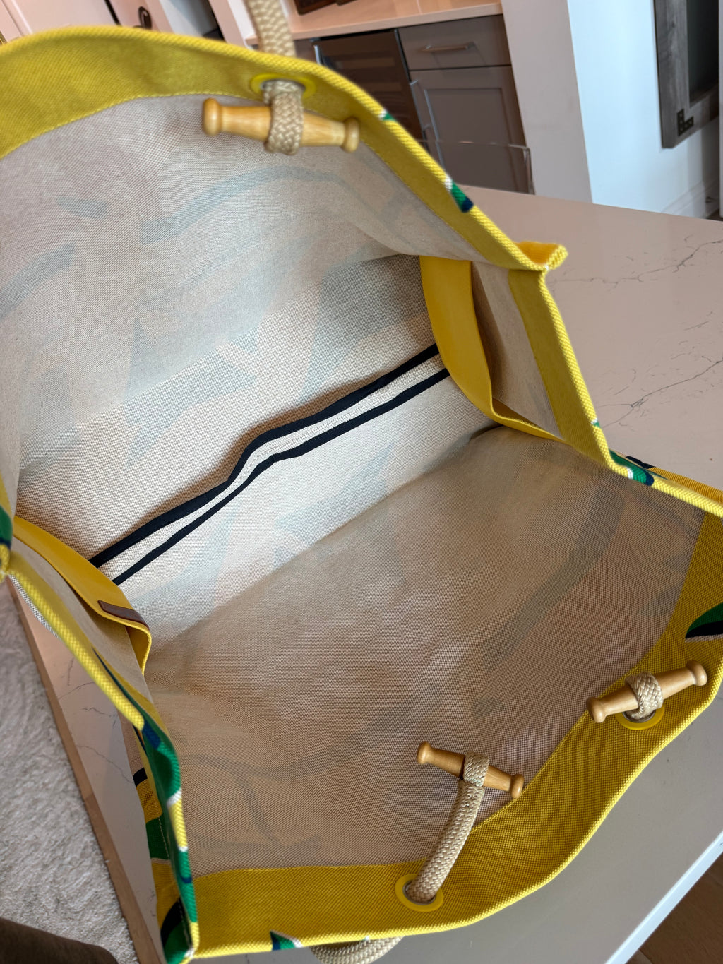 Hermes Toile Apres la Vague Beach Bag