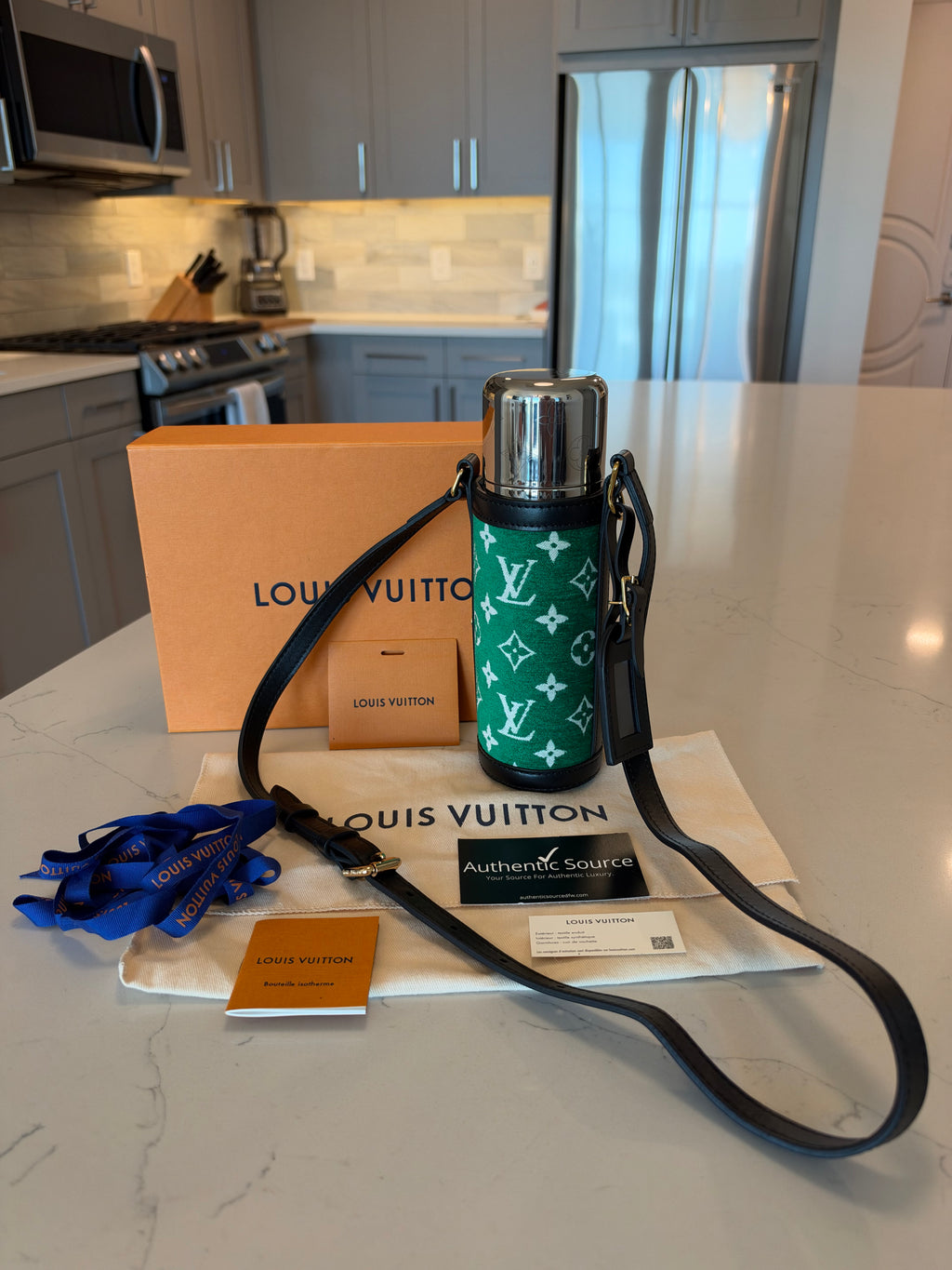 Louis Vuitton Monogram Velvet Flask Holder in Green
