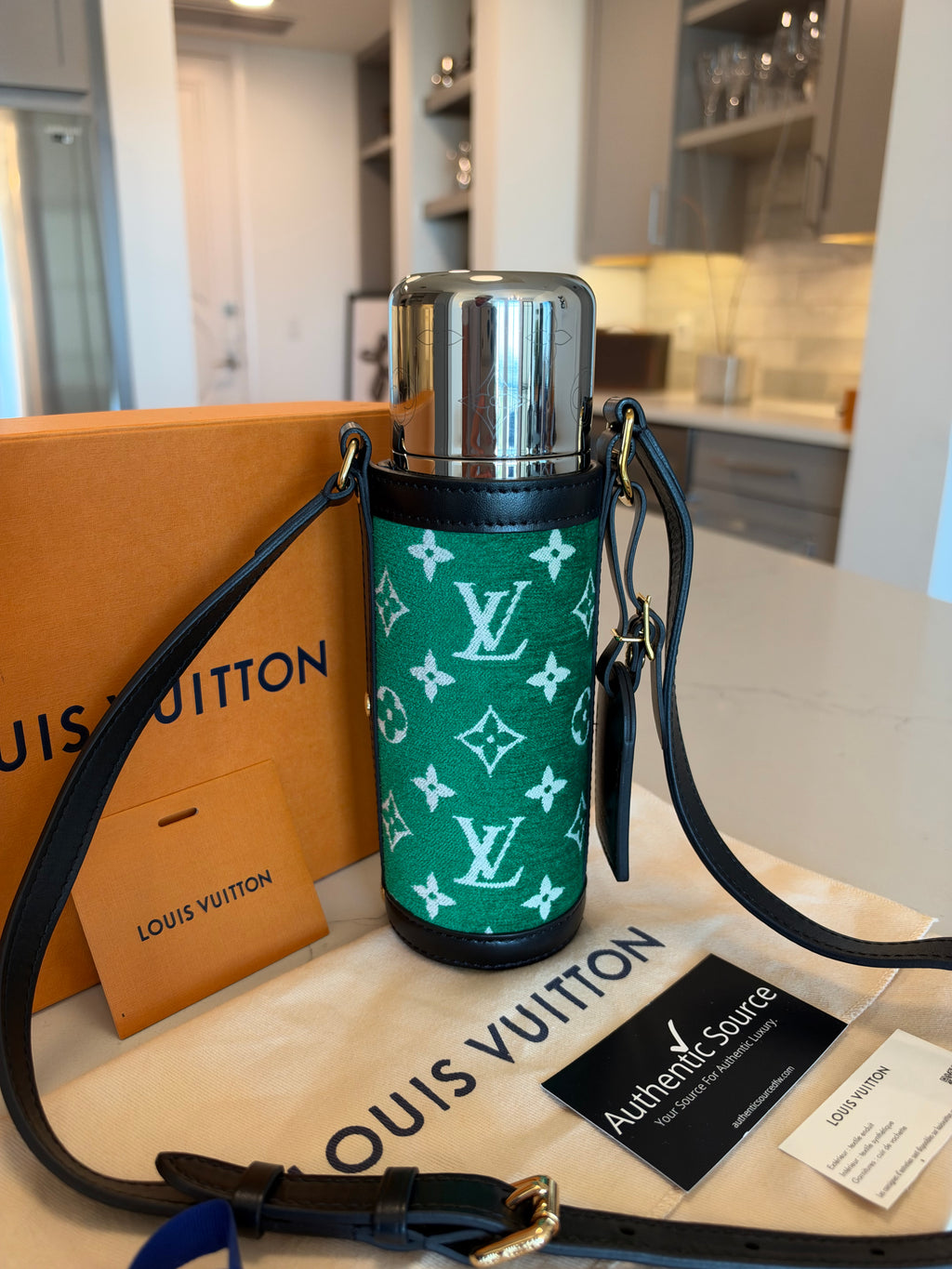 Louis Vuitton Monogram Velvet Flask Holder in Green