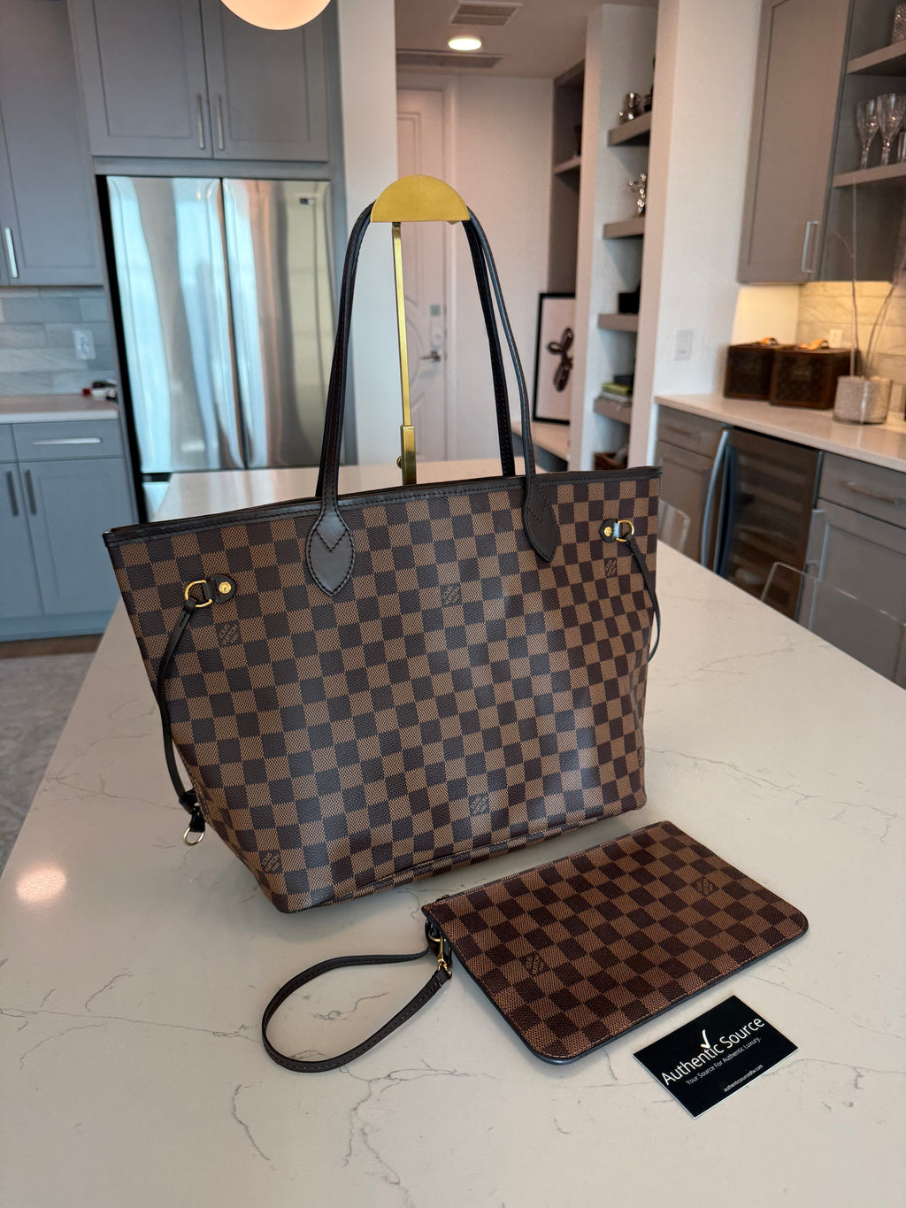 Louis Vuitton Neverfull MM Damier Ebene with Pouch