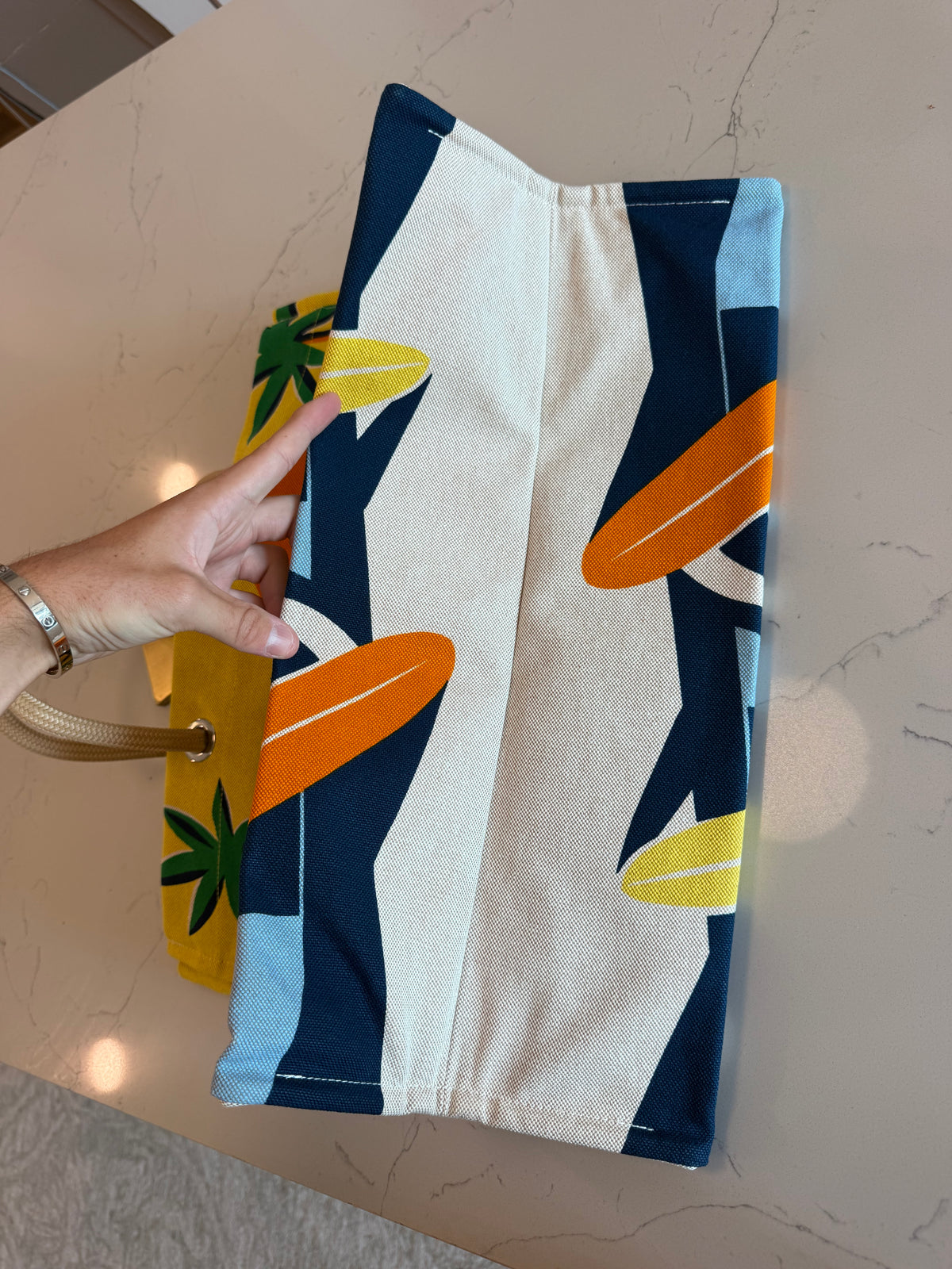 Hermes Toile Apres la Vague Beach Bag