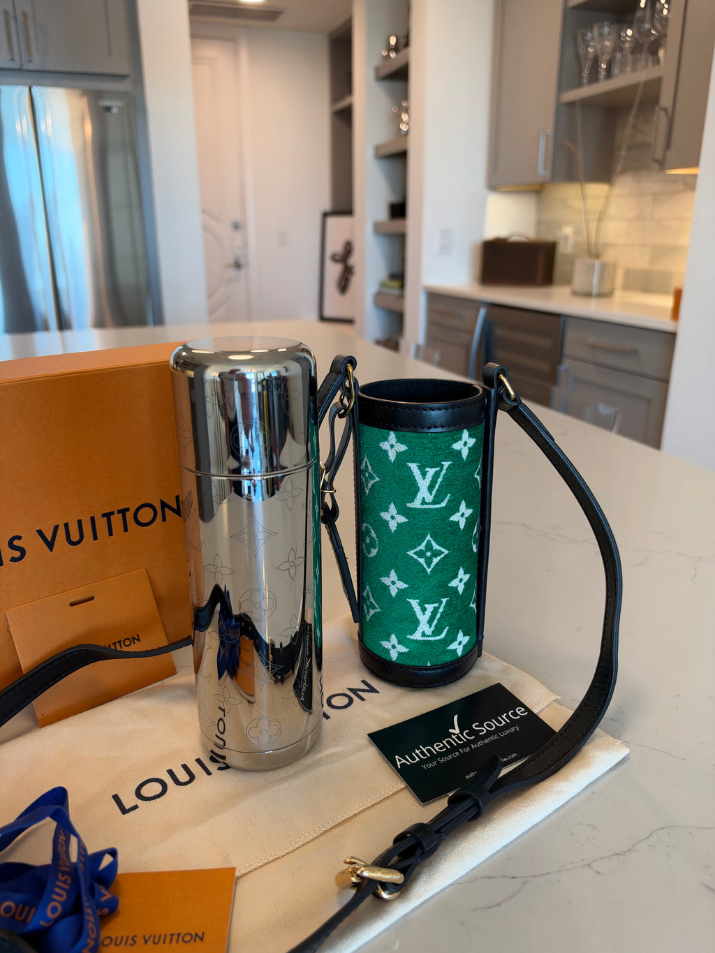Louis Vuitton Monogram Velvet Flask Holder in Green
