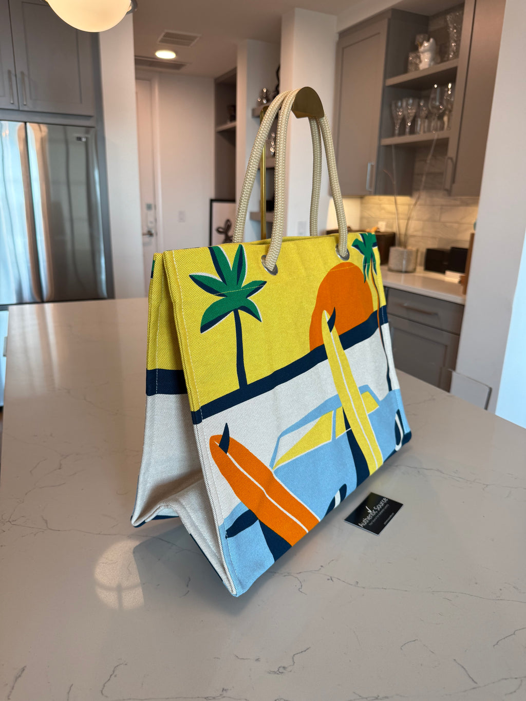 Hermes Toile Apres la Vague Beach Bag