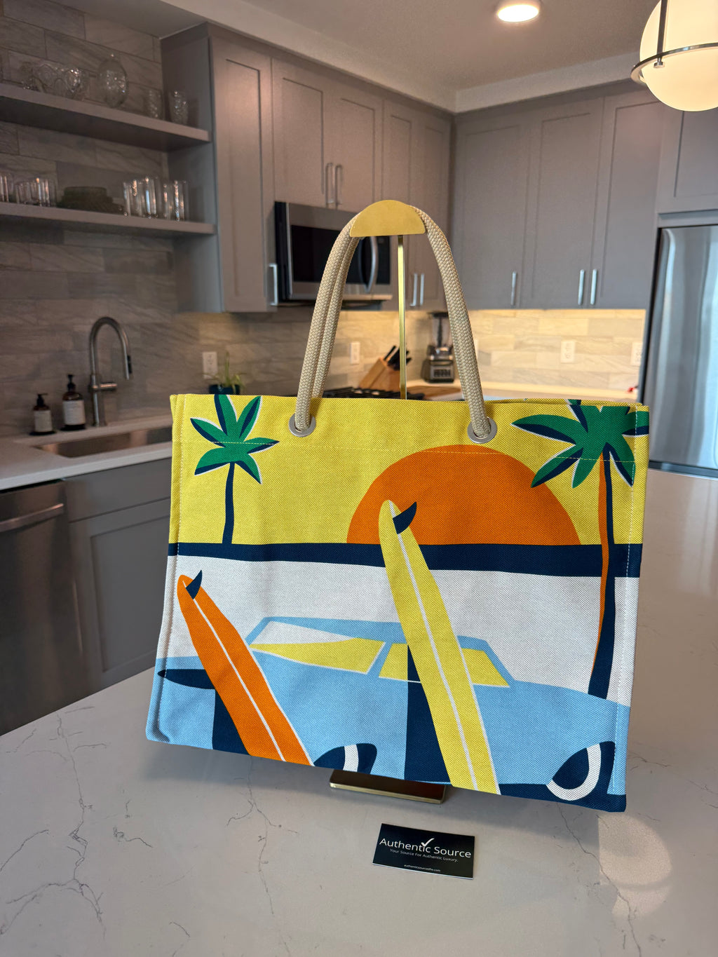 Hermes Toile Apres la Vague Beach Bag