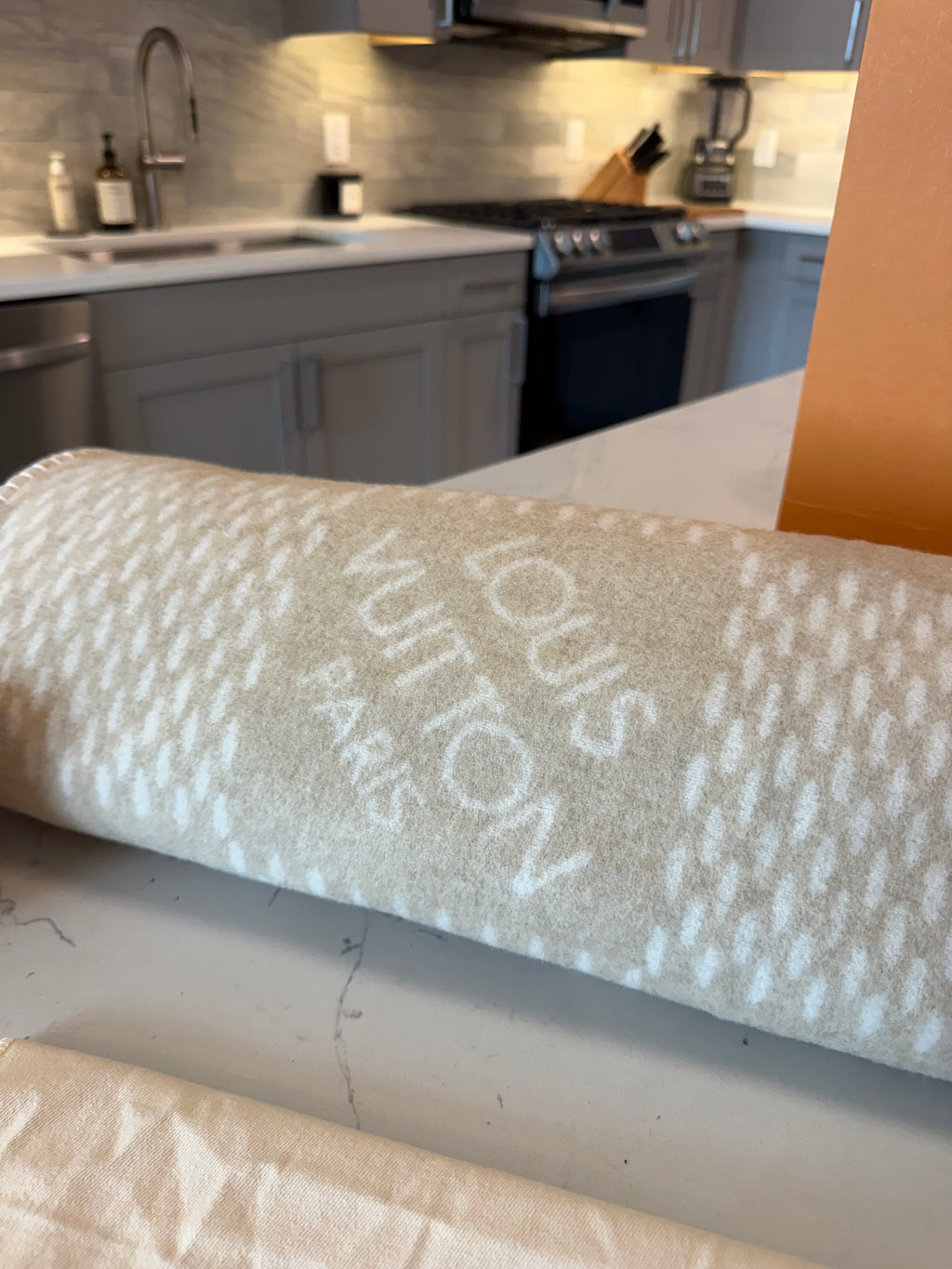 Louis Vuitton Beige Damier Lambswool Blanket