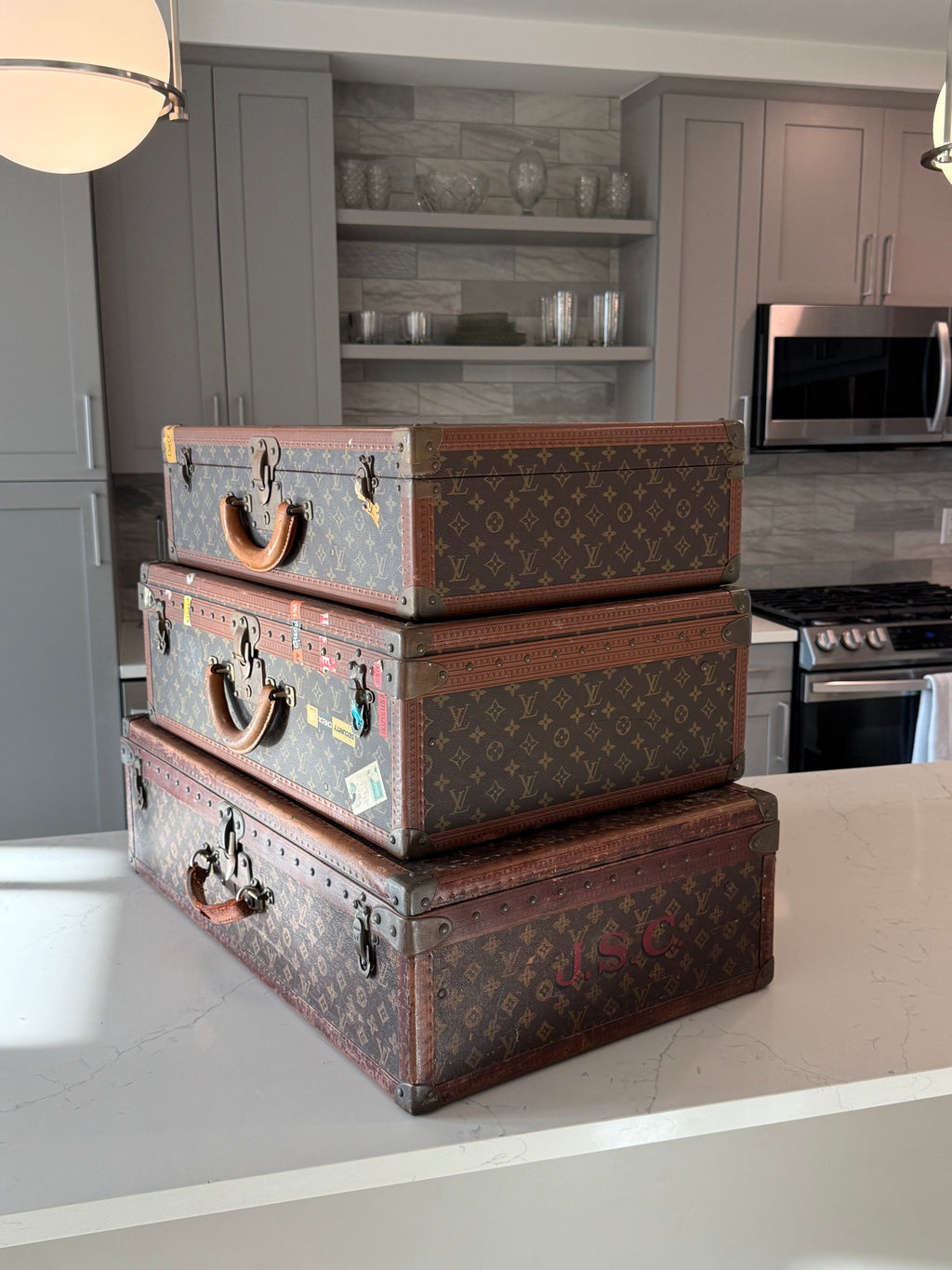 Stack of 3 - Vintage Louis Vuitton Trunks