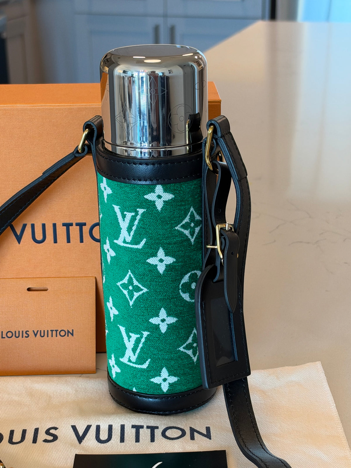Louis Vuitton Monogram Velvet Flask Holder in Green