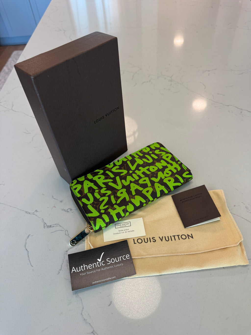 Louis Vuitton Green Graffiti Zippy Wallet, Stephen Sprouse