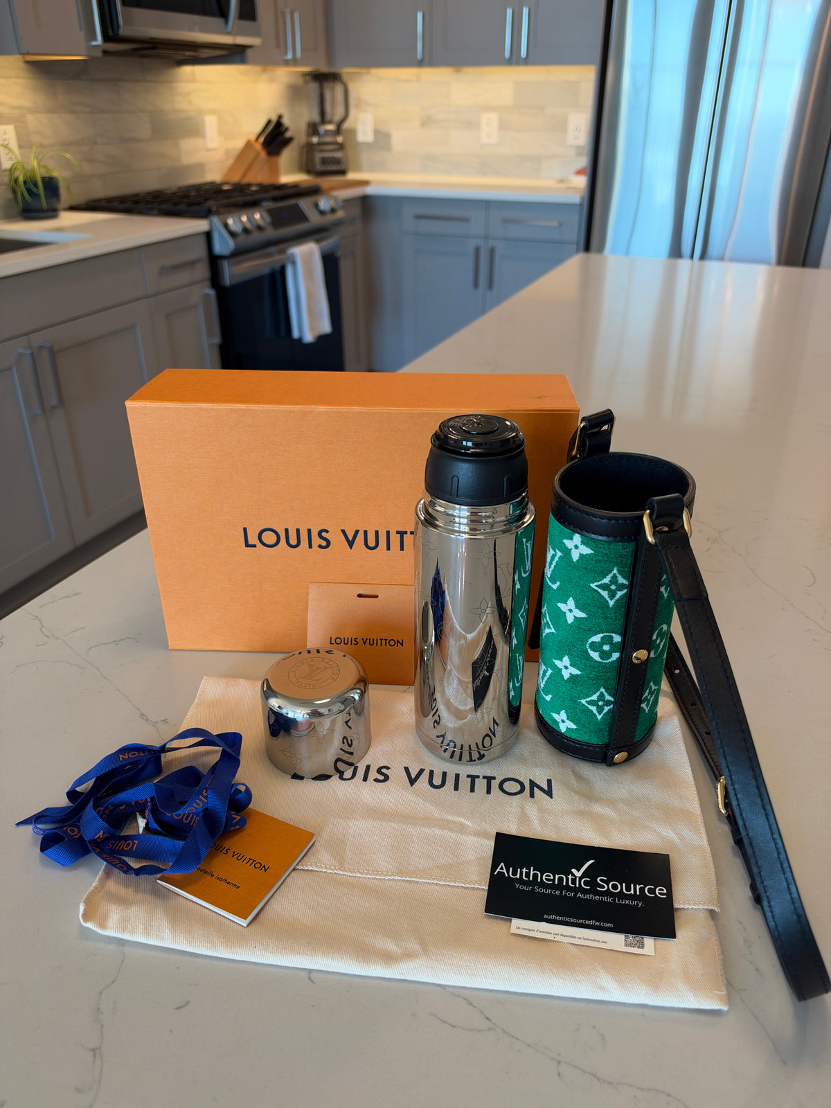 Louis Vuitton Monogram Velvet Flask Holder in Green