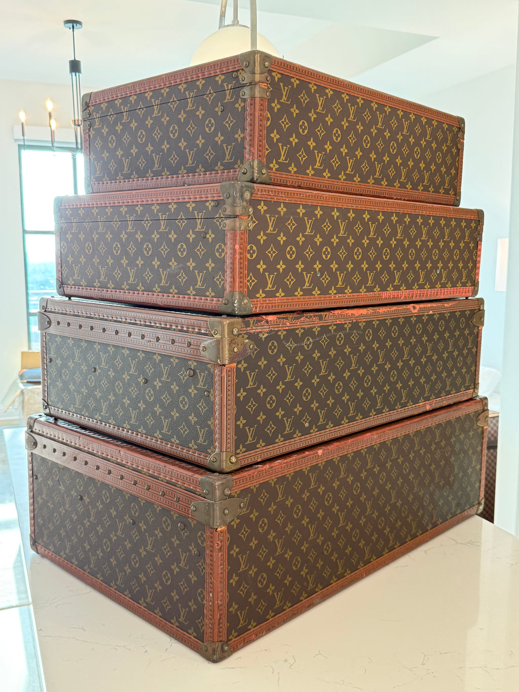 Louis Vuitton Stack of 4 Trunks
