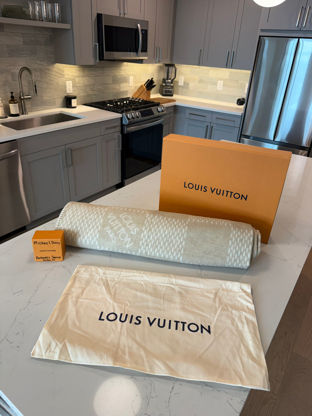 Louis Vuitton Beige Damier Lambswool Blanket