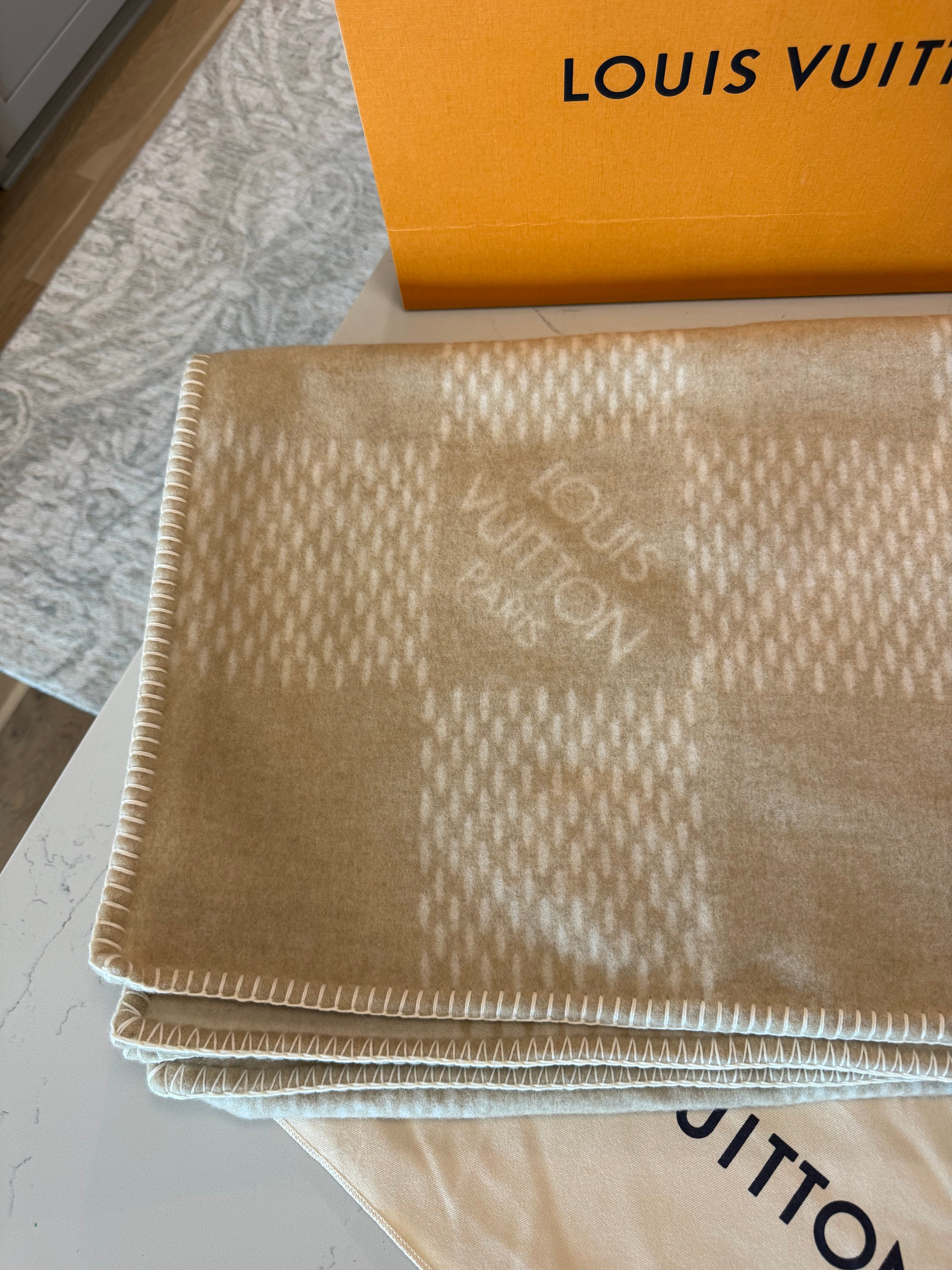 Louis Vuitton Beige Damier Lambswool Blanket