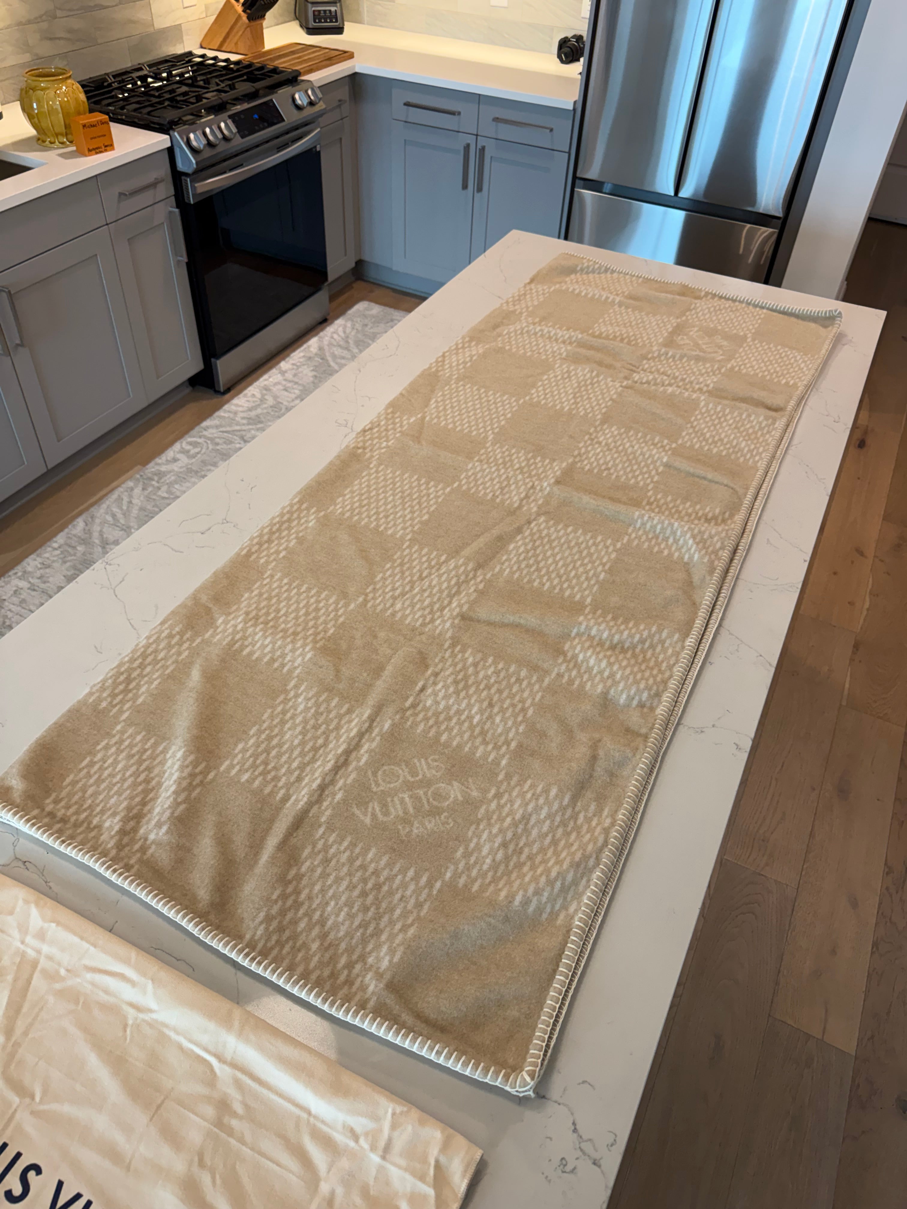 Louis Vuitton Beige Damier Lambswool Blanket
