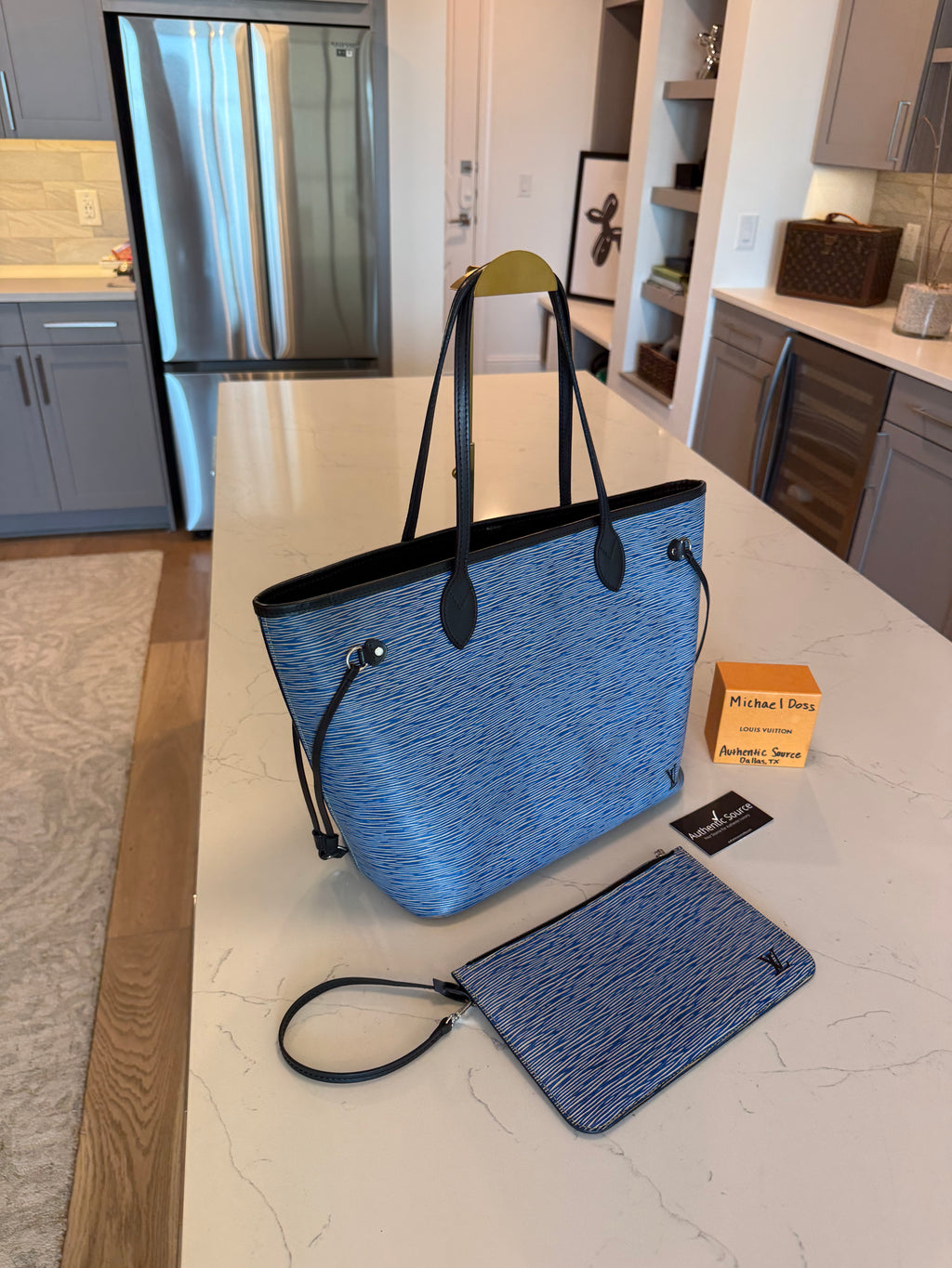 Louis Vuitton Neverfull MM with Pouch Epi Denim