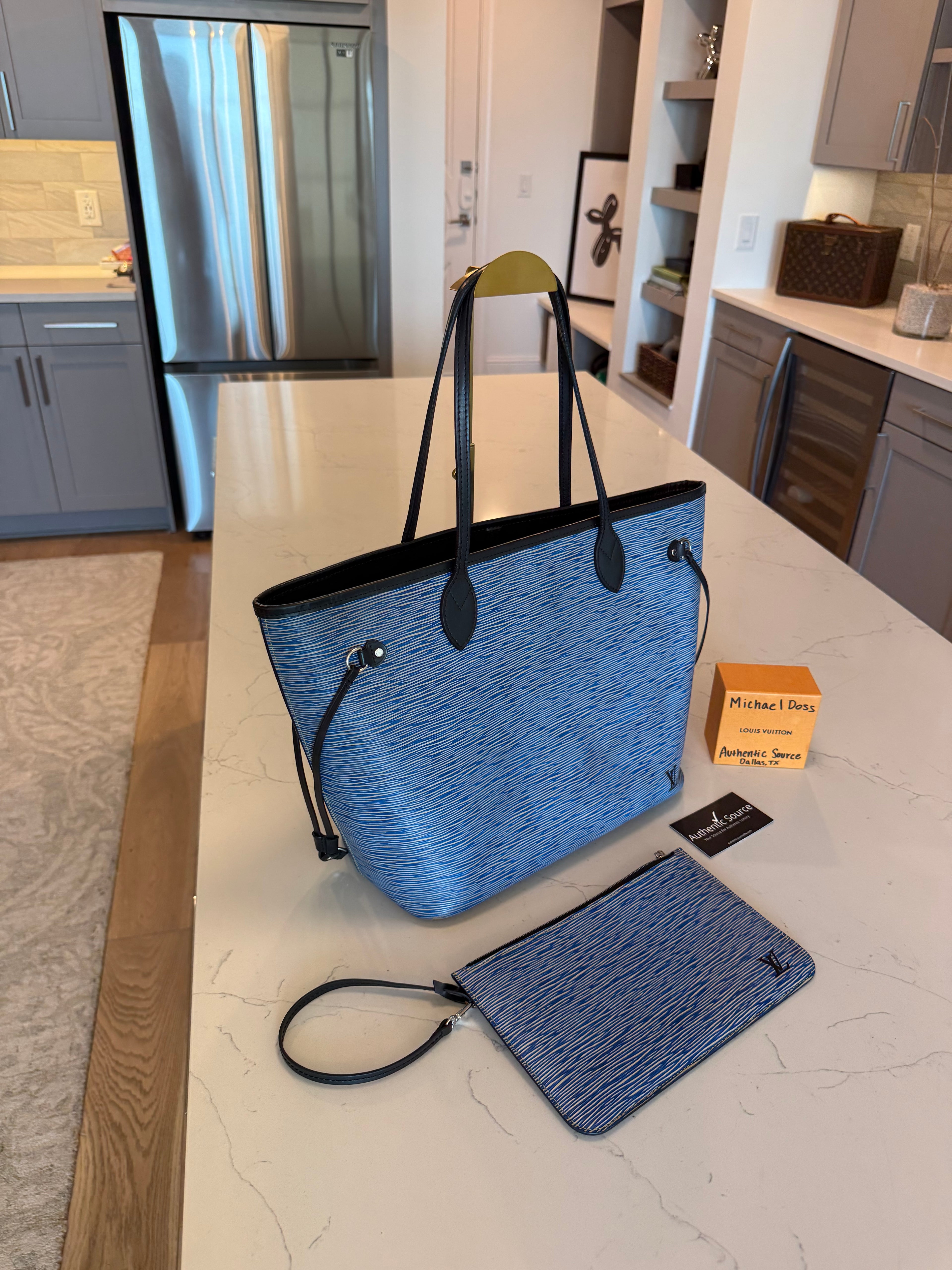 Louis Vuitton Neverfull MM with Pouch Epi Denim