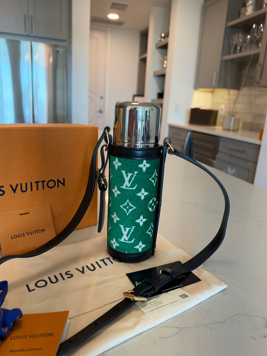 Louis Vuitton Monogram Velvet Flask Holder in Green