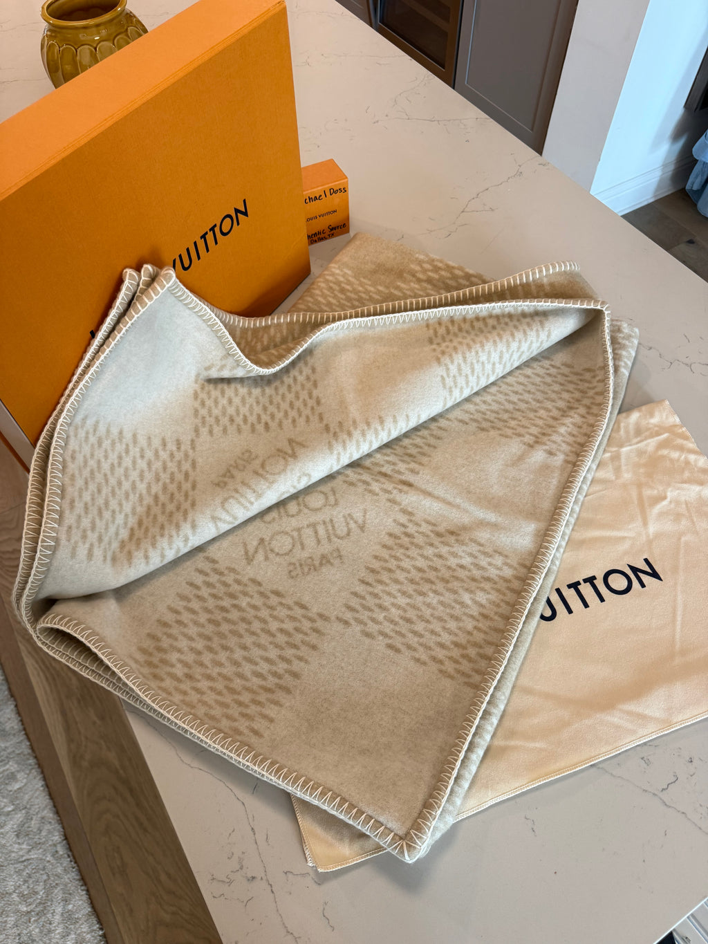 Louis Vuitton Beige Damier Lambswool Blanket