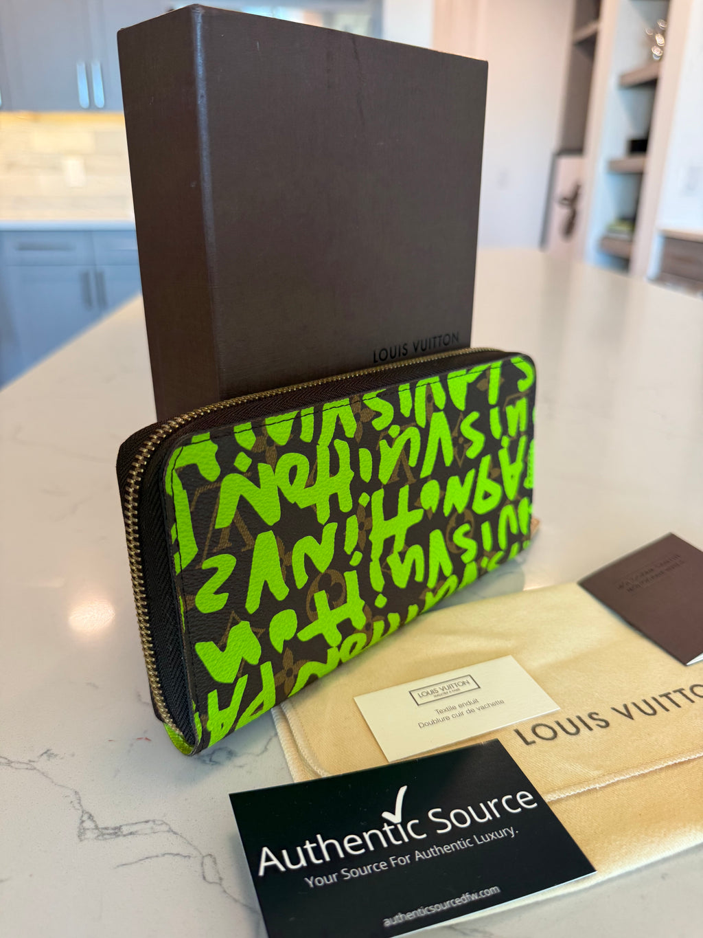 Louis Vuitton Green Graffiti Zippy Wallet, Stephen Sprouse