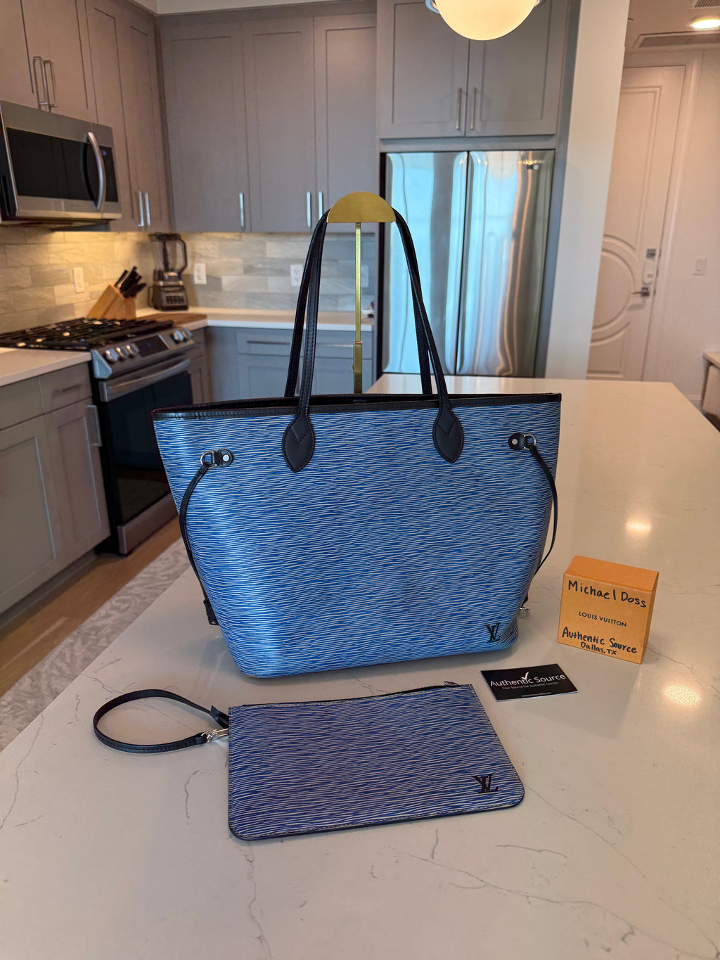 Louis Vuitton Neverfull MM with Pouch Epi Denim