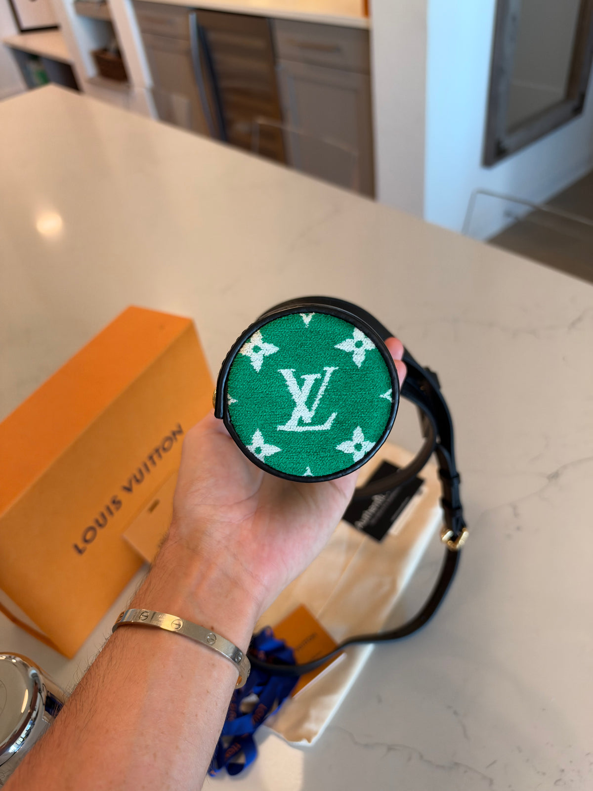 Louis Vuitton Monogram Velvet Flask Holder in Green