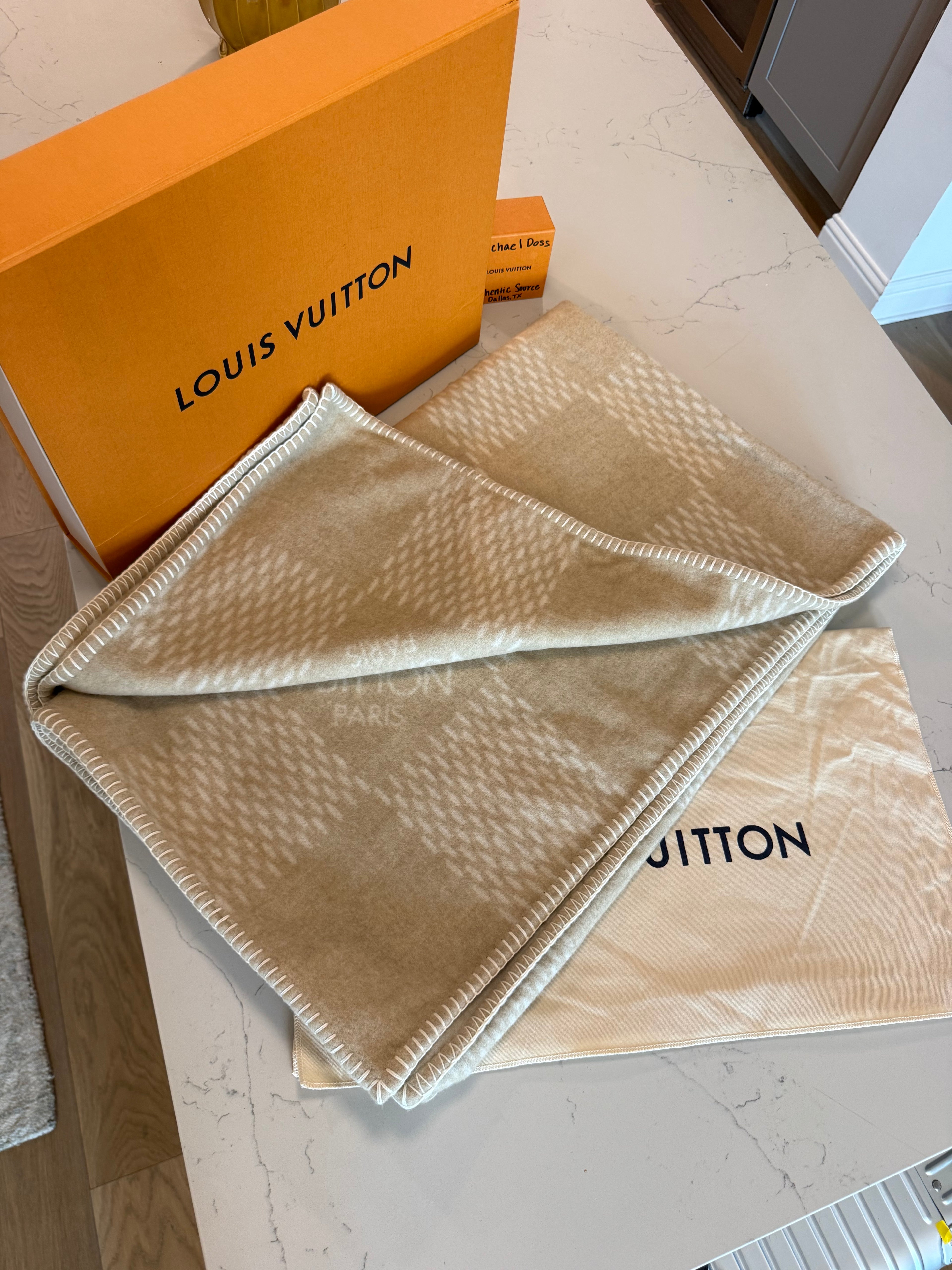 Louis Vuitton Beige Damier Lambswool Blanket
