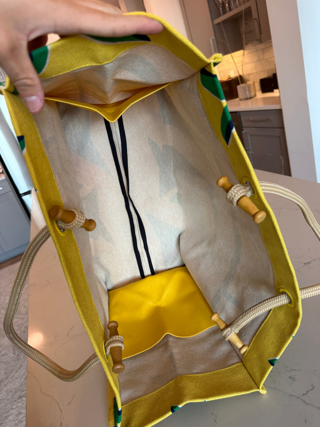 Hermes Toile Apres la Vague Beach Bag