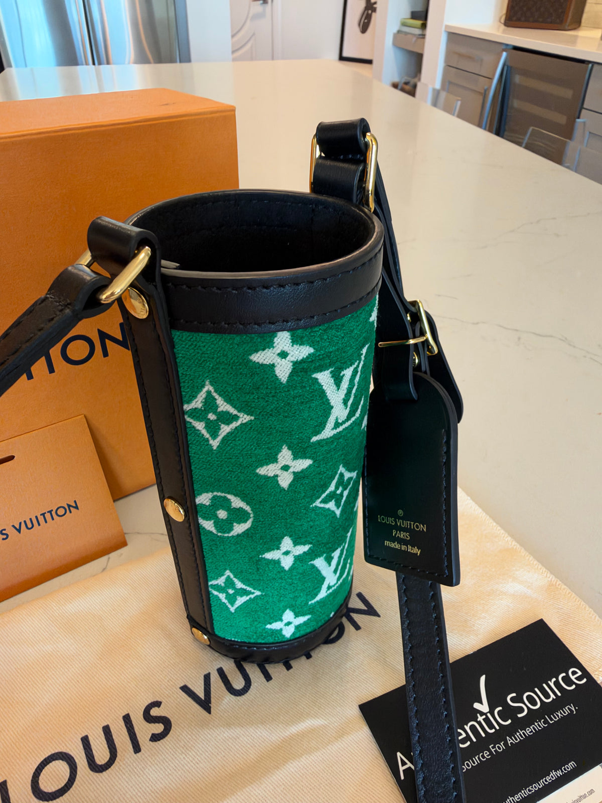 Louis Vuitton Monogram Velvet Flask Holder in Green