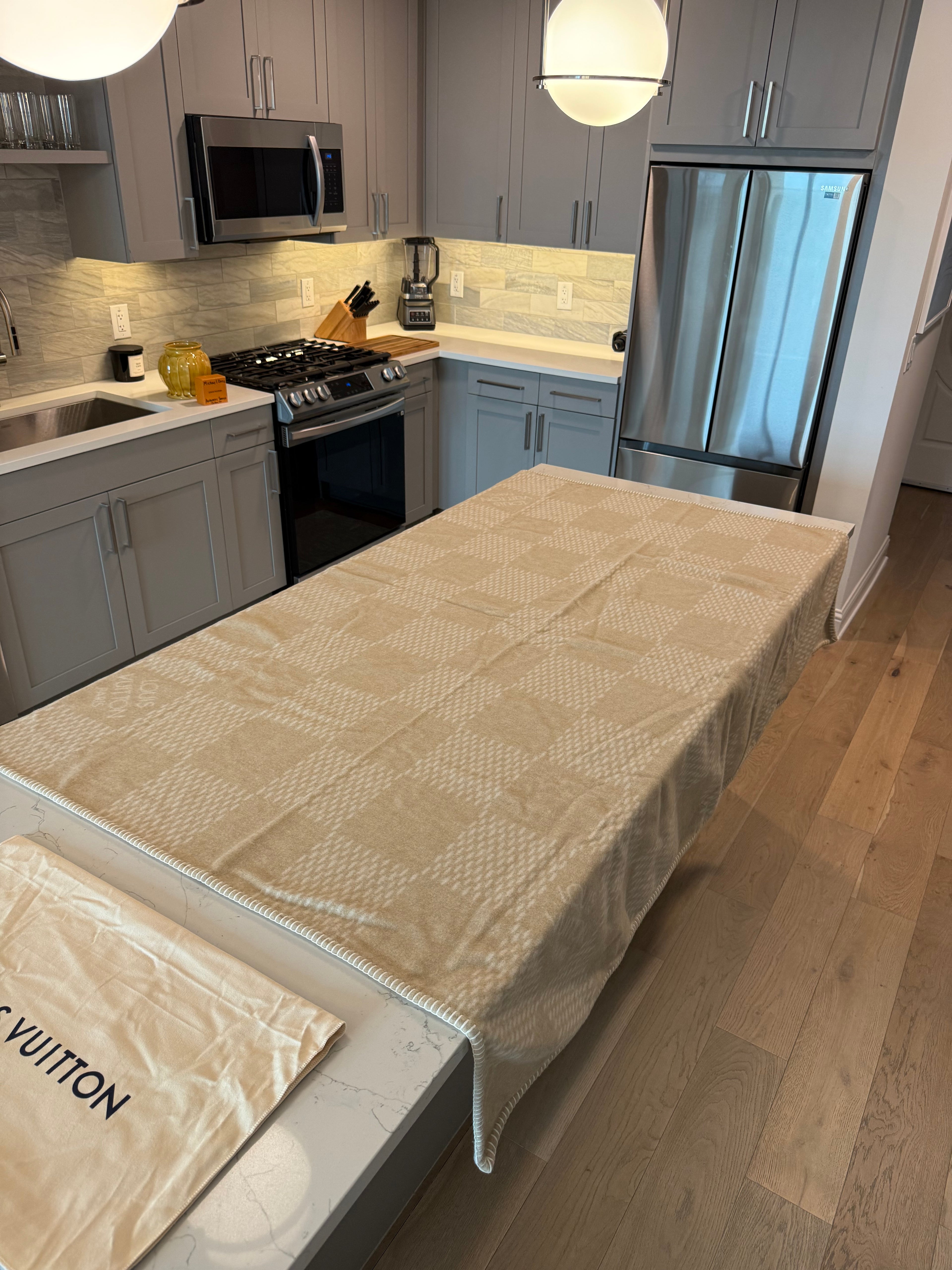 Louis Vuitton Beige Damier Lambswool Blanket